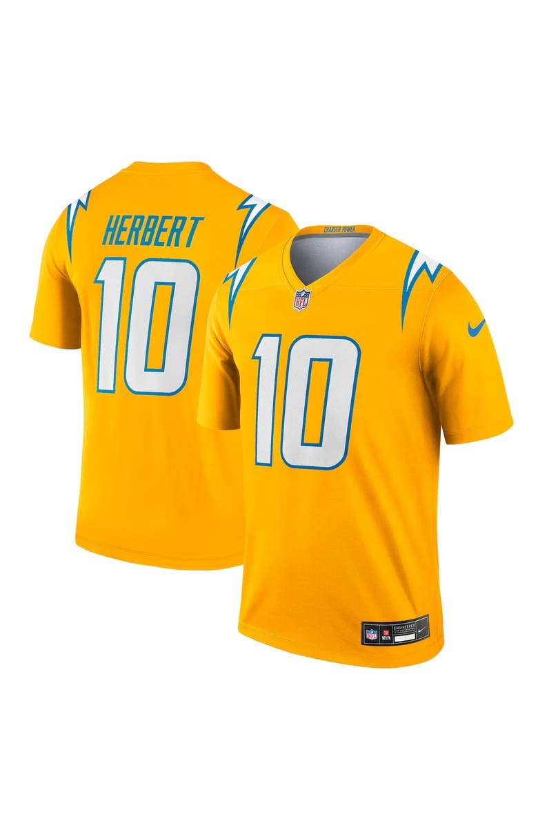 Nike Men's Nike Justin Herbert Gold Los Angeles Chargers Alternate Charger Power Legend Player Performance Top, Main, color, Gold