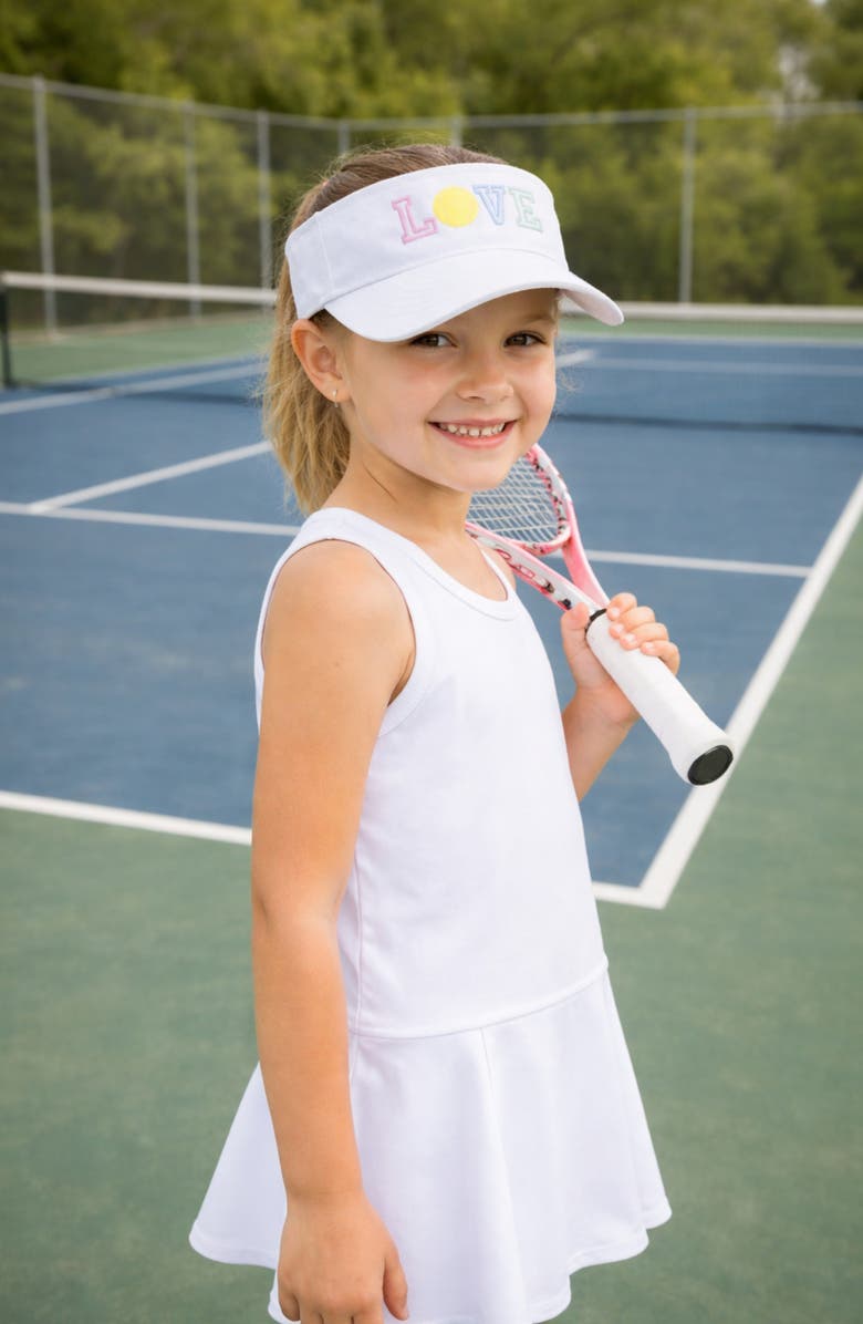 Bits & Bows Love Tennis Bow Visor, Alternate, color, White/Blue
