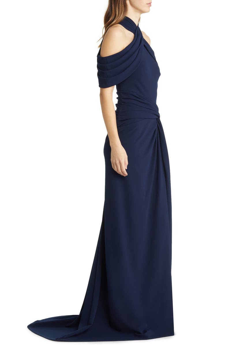 Tadashi Shoji Cold Shoulder Crepe Gown, Alternate, color,
