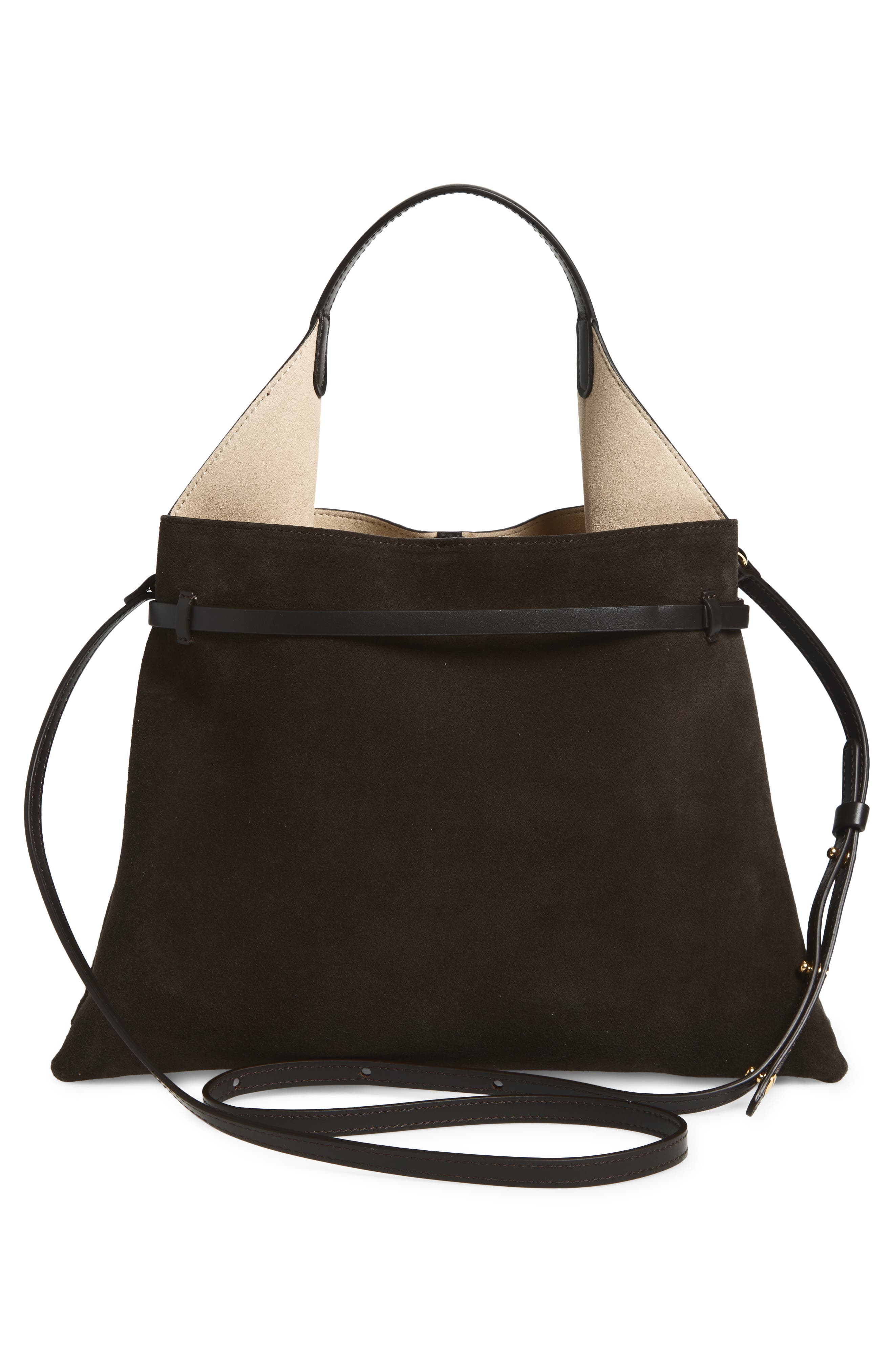Ree Projects Mini Clare Belted Soft Pebble Grain Leather Tote, Alternate, color, Ebony