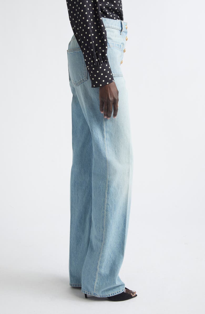 Valentino High Waist Denim Straight Leg Jeans, Alternate, color, Denim