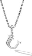 David Yurman Pavé Initial Pendant Necklace in Sterling Silver with Diamond