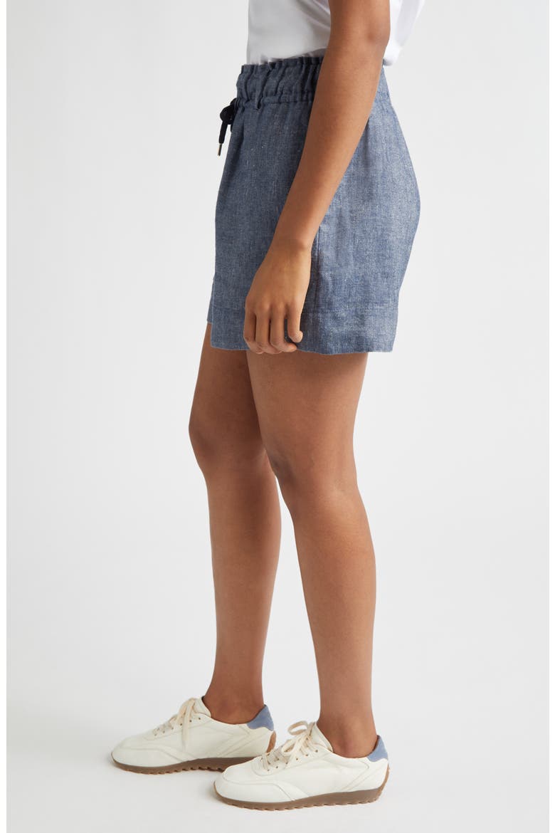 Linen Blend Chambray Bermuda Shorts, Alternate, color, BLUE