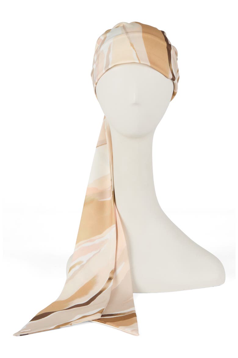 Gigi Satin Head Wrap, Alternate, color, IVORY/ BEIGE