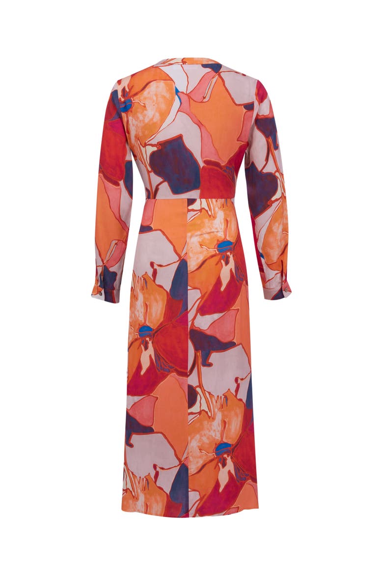 Tie Front Midi Dress, Alternate, color, OGE ABSTRACT FLORAL