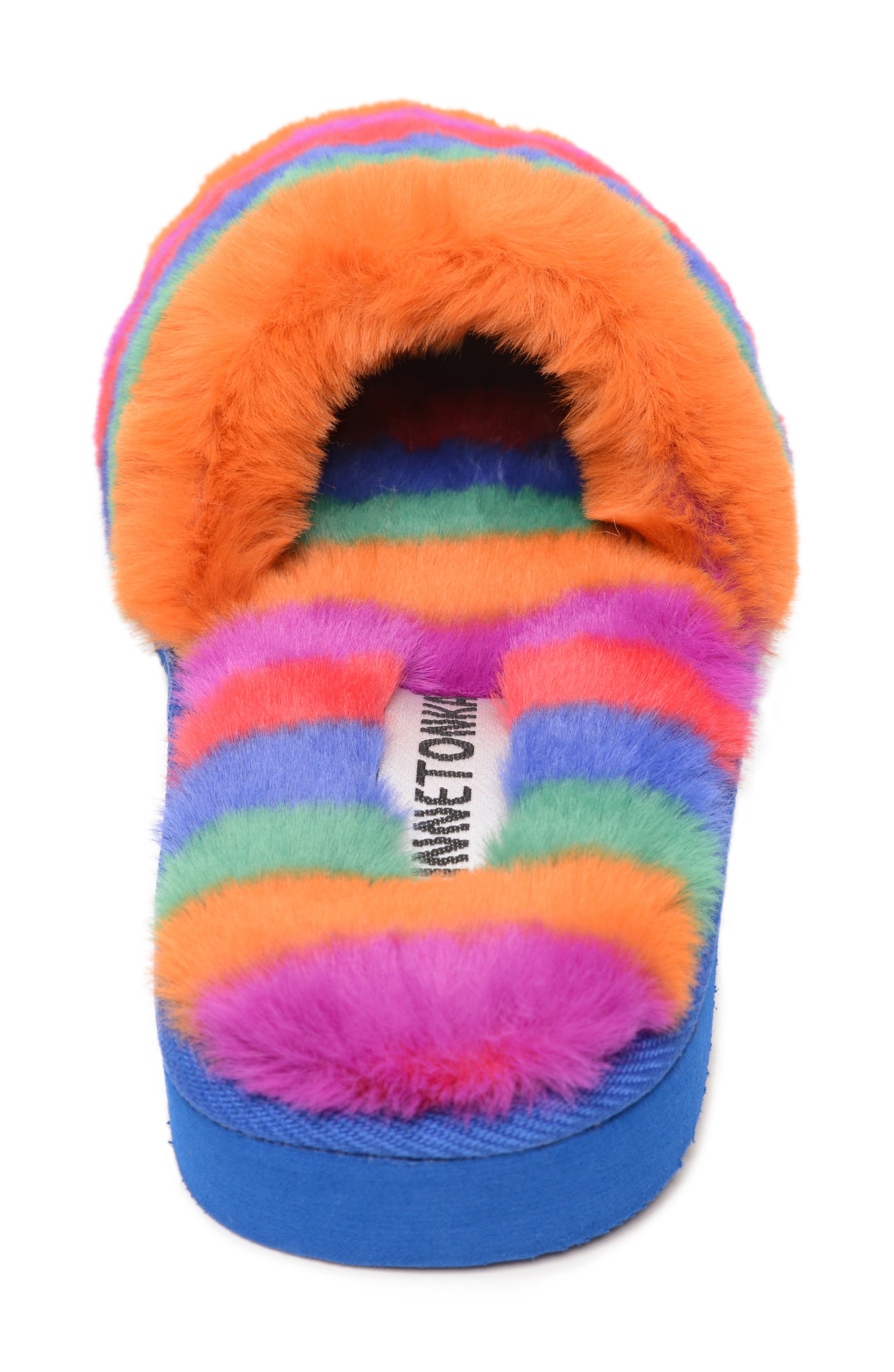 Minnetonka Faux Fur Slide Slipper, Alternate, color, 