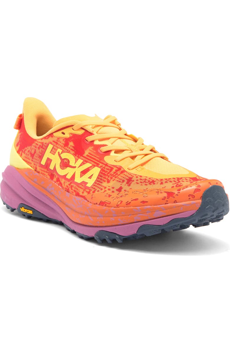 HOKA Speedgoat 6 Trail Running Shoe, Main, color, Sherbet / Beet Root