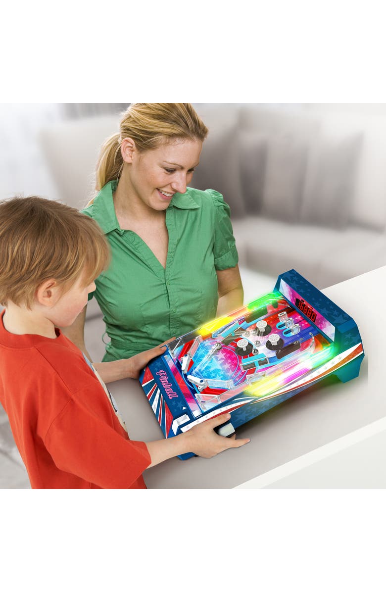 Ambassador Games Retro Arcade Electronic Pinball Tabletop Game, Vibrating Bumpers, Led Lights, Alternate, color, 