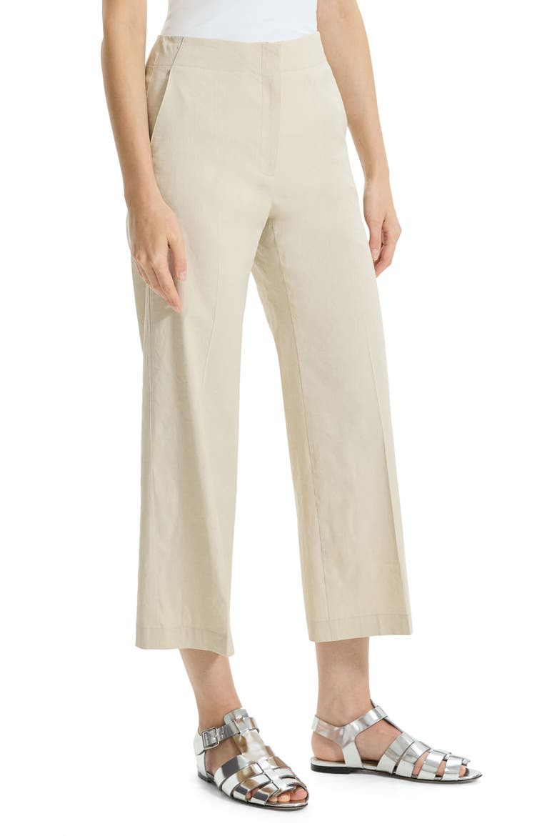 Clean Terena Crop Wide Leg Linen Blend Pants, Alternate, color, STRAW