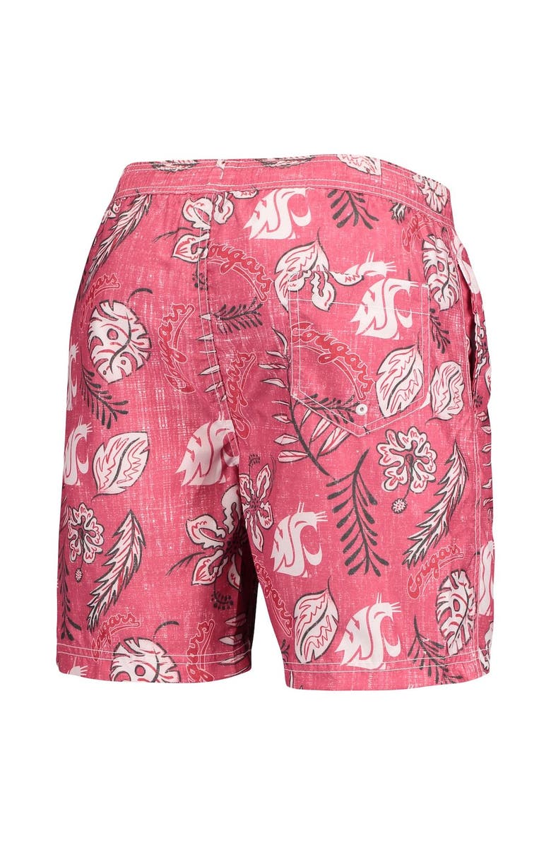 Wes & Willy Men's Wes & Willy Crimson Washington State Cougars Vintage Floral Swim Trunks, Alternate, color, Crimson