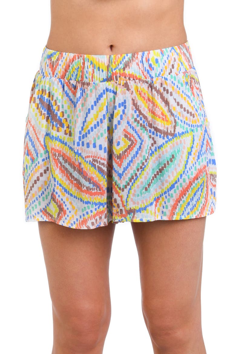 Sunbaked Jewels Beach Cover-Up Shorts, Alternate, color, WHITE