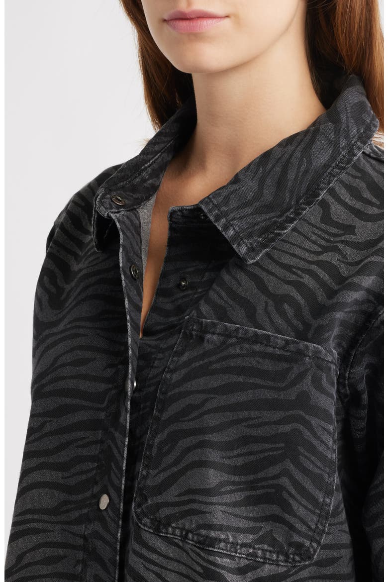 Ainhoanon Zebra Print Denim Shacket, Alternate, color, ZEBRA BLACK WASH