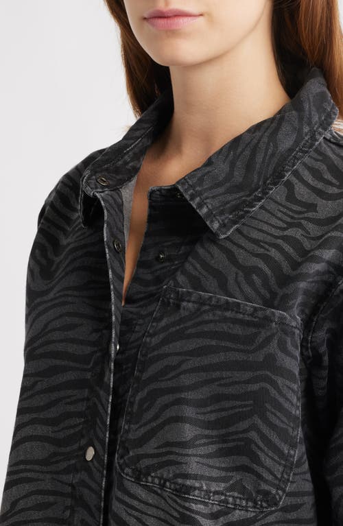 Ptcl Ainhoanon Zebra Print Denim Shacket In Black