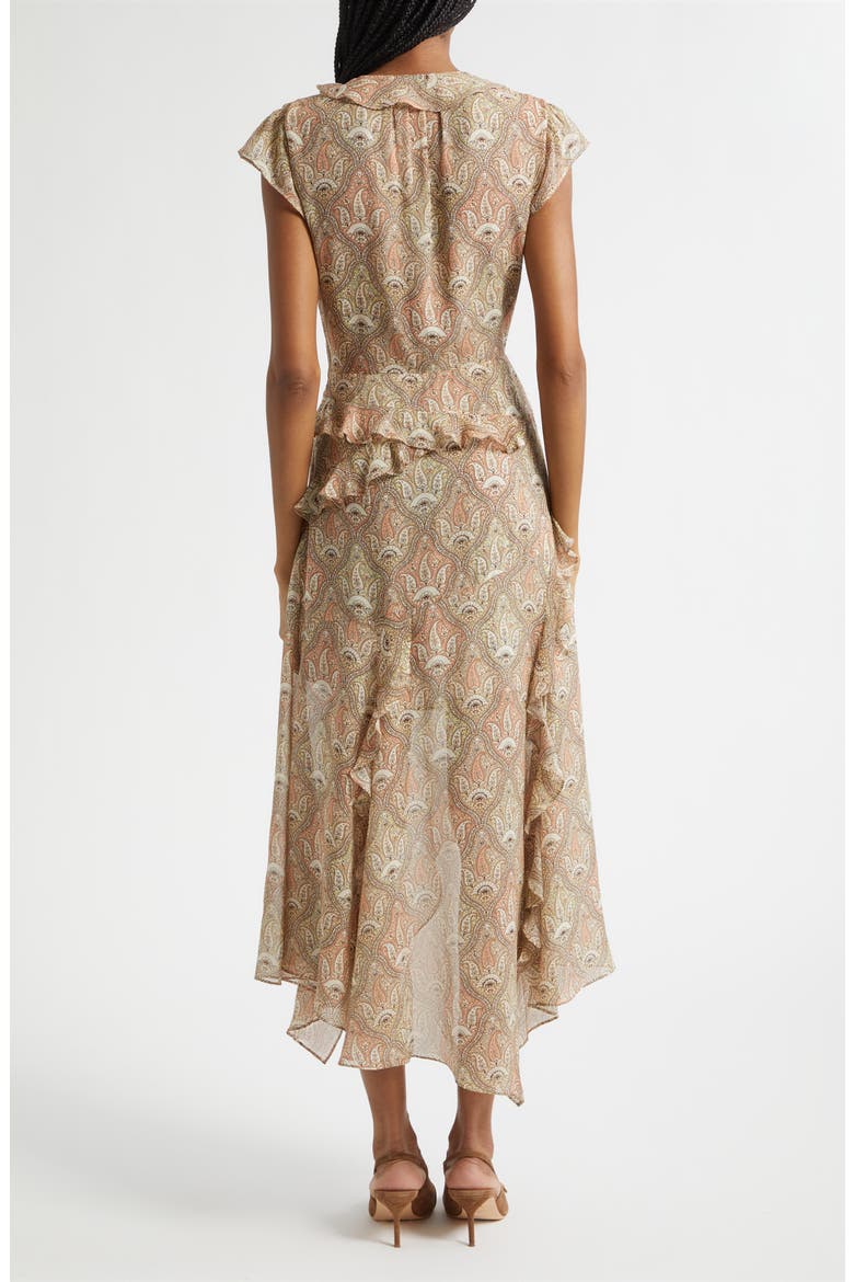 Avenel Paisley Asymmetric Hem Silk Dress, Alternate, color, STONE KHAKI MULTI