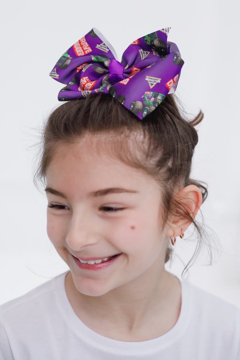 Elastic Hair Tie Bow, Alternate, color, Purple Grave Digger