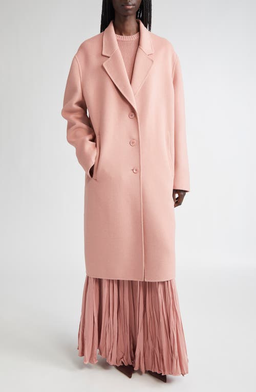 Michael Kors Single-breasted Wool Long Slouch Coat In Pink