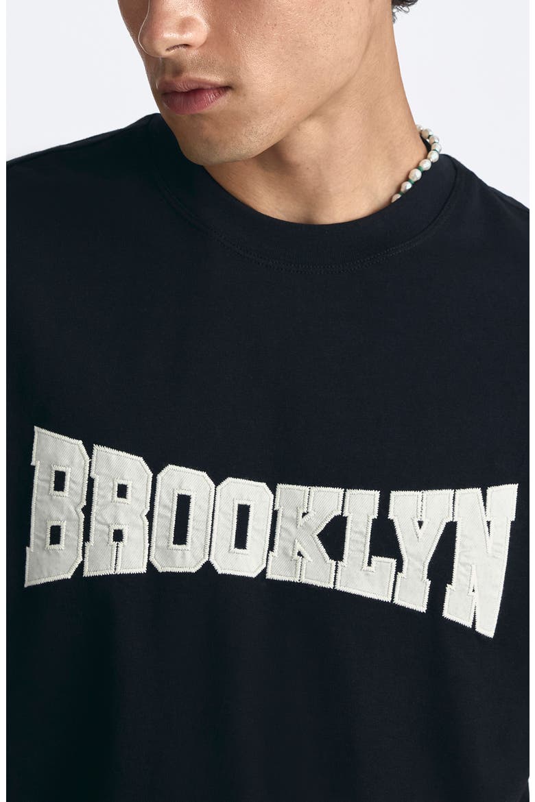 Logo Appliqué T-Shirt, Alternate, color, BLACK