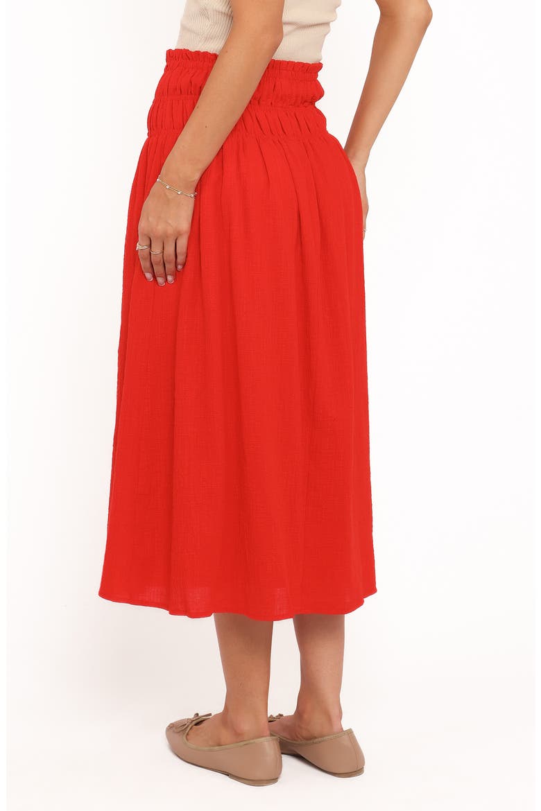 Mattea Smock Waist Cotton Gauze Maxi Skirt, Alternate, color, RED