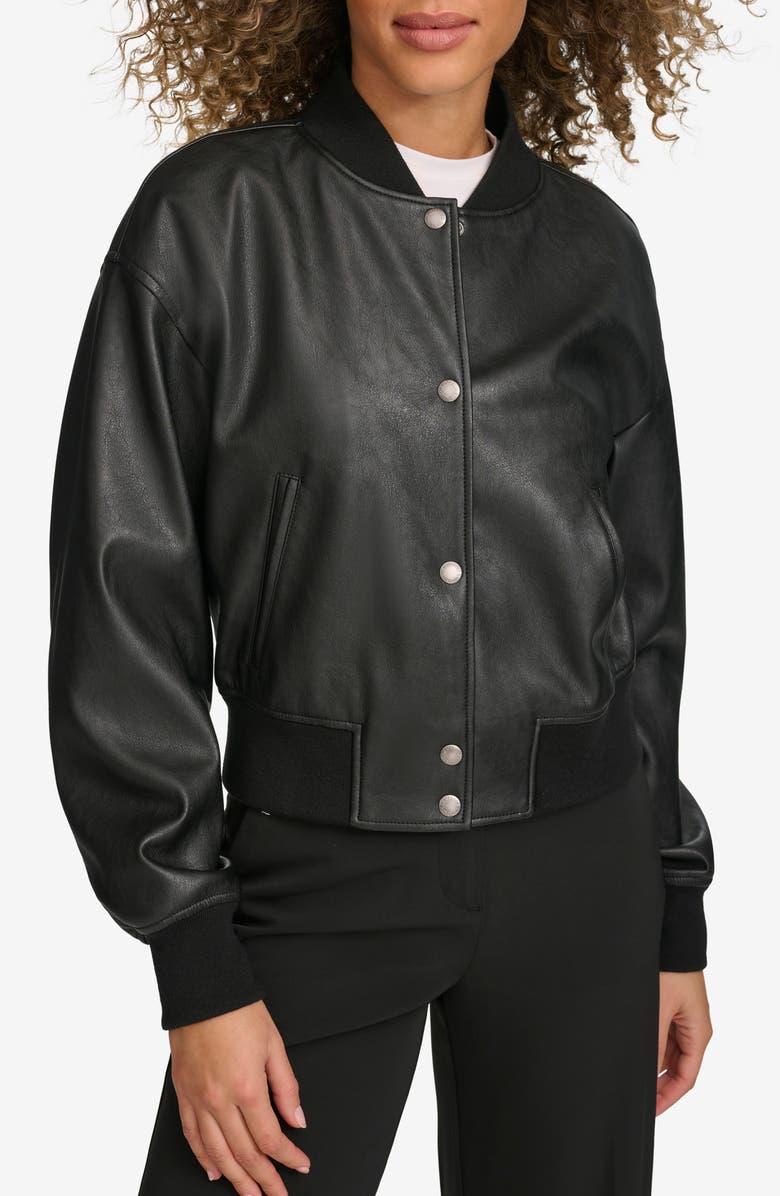 Levi's Relaxed Faux Leather Bomber Jacket, Main, color, Black