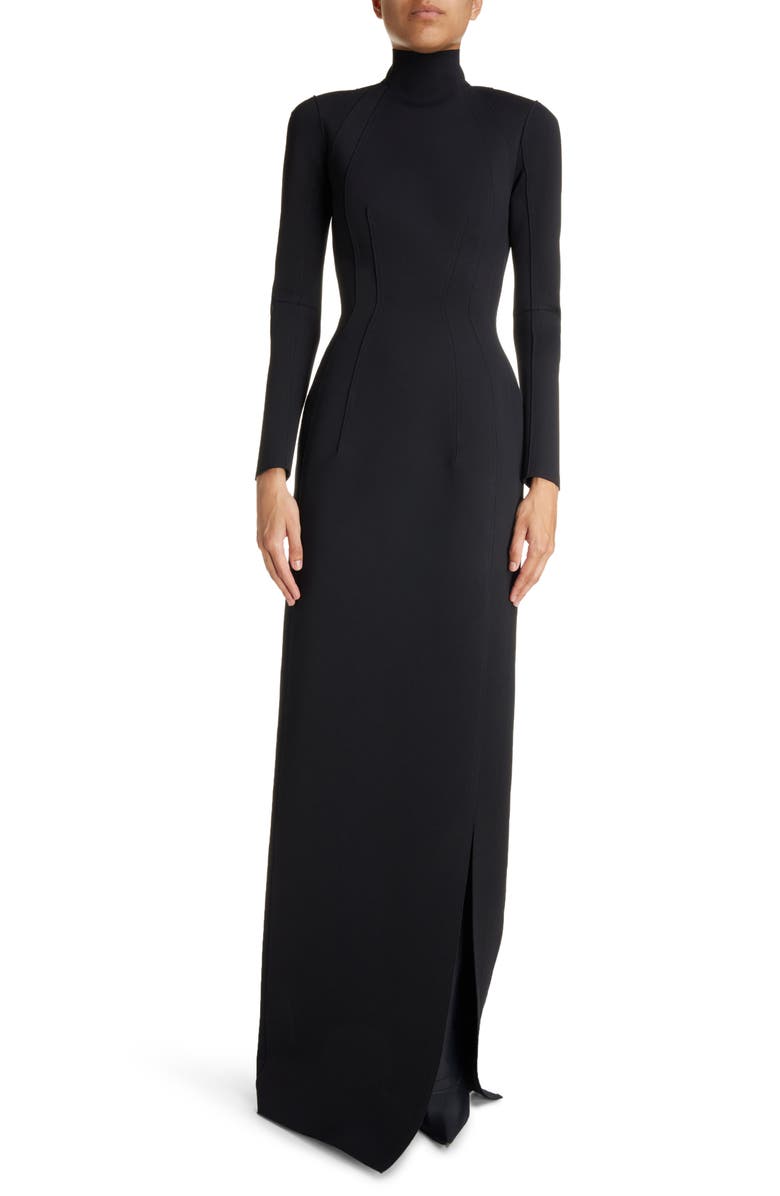 Balenciaga Raised Seam Long Sleeve Fitted Gown, Main, color, 