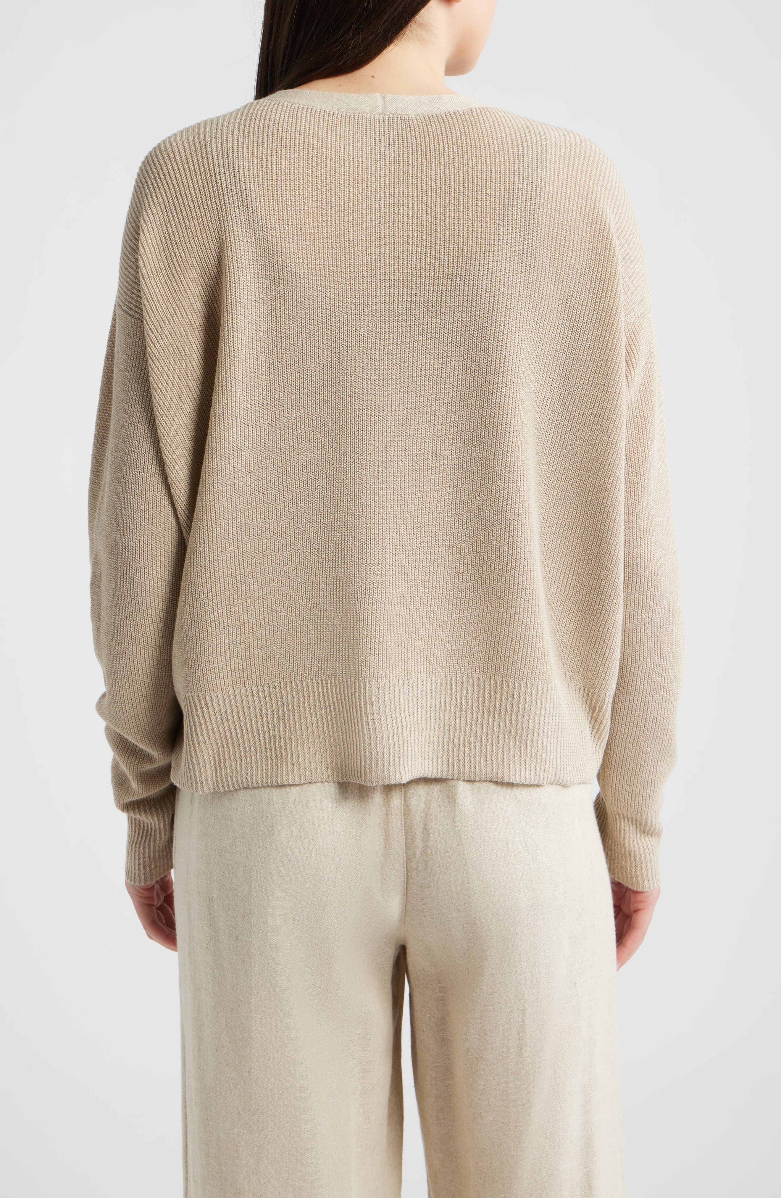 V-Neck Organic Linen & Organic Cotton Cardigan (Women) | Nordstrom