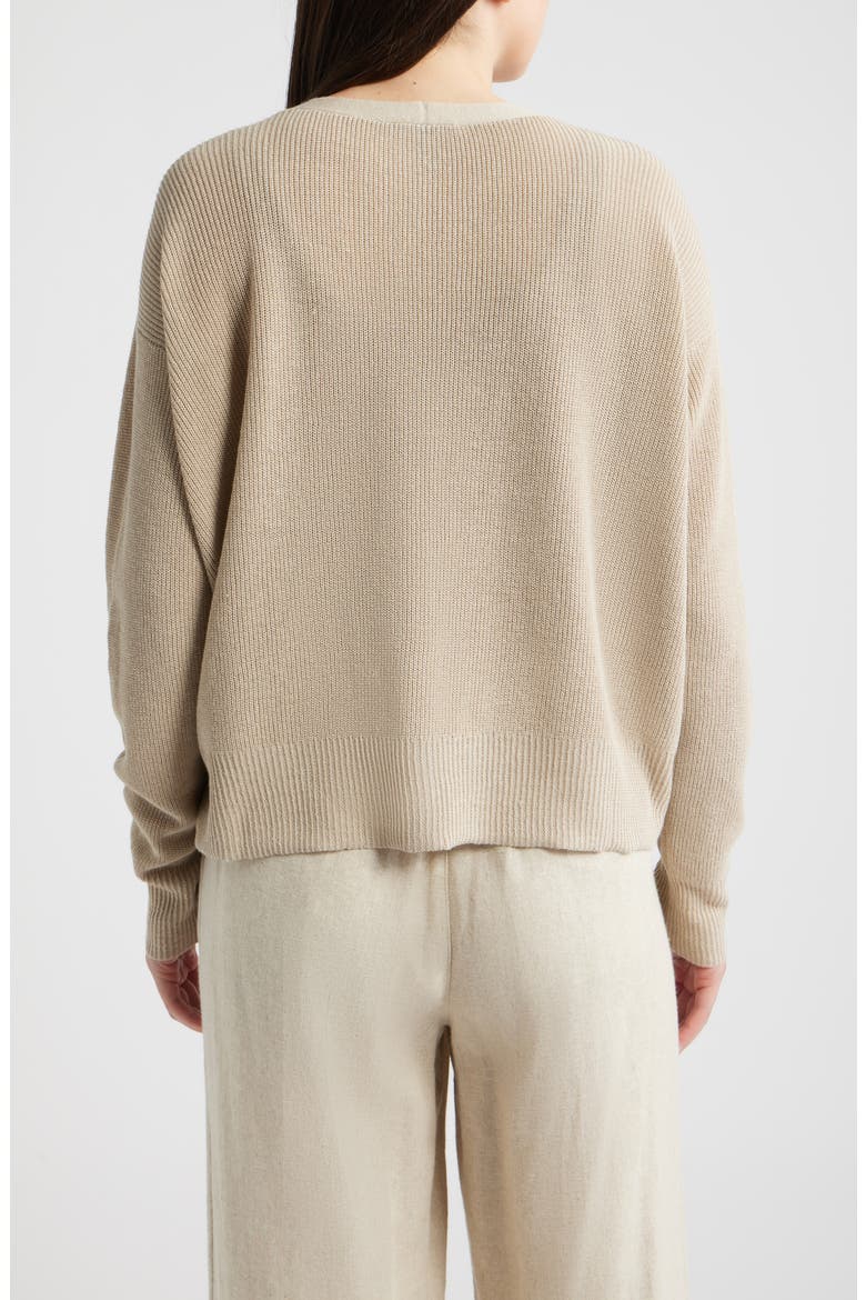 V-Neck Organic Linen & Organic Cotton Cardigan, Alternate, color, UNDYED NATURAL