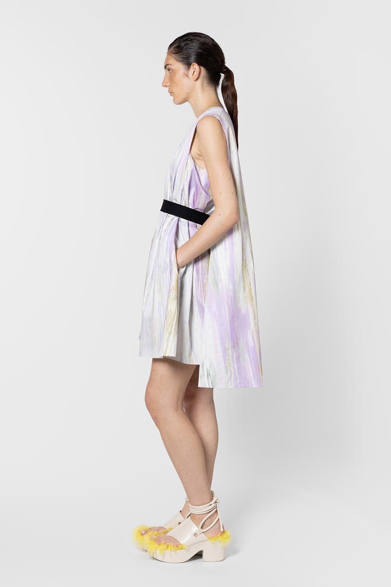 Elia Printed Cotton Mini Dress, Alternate, color, Brush Chalk / Wisteria