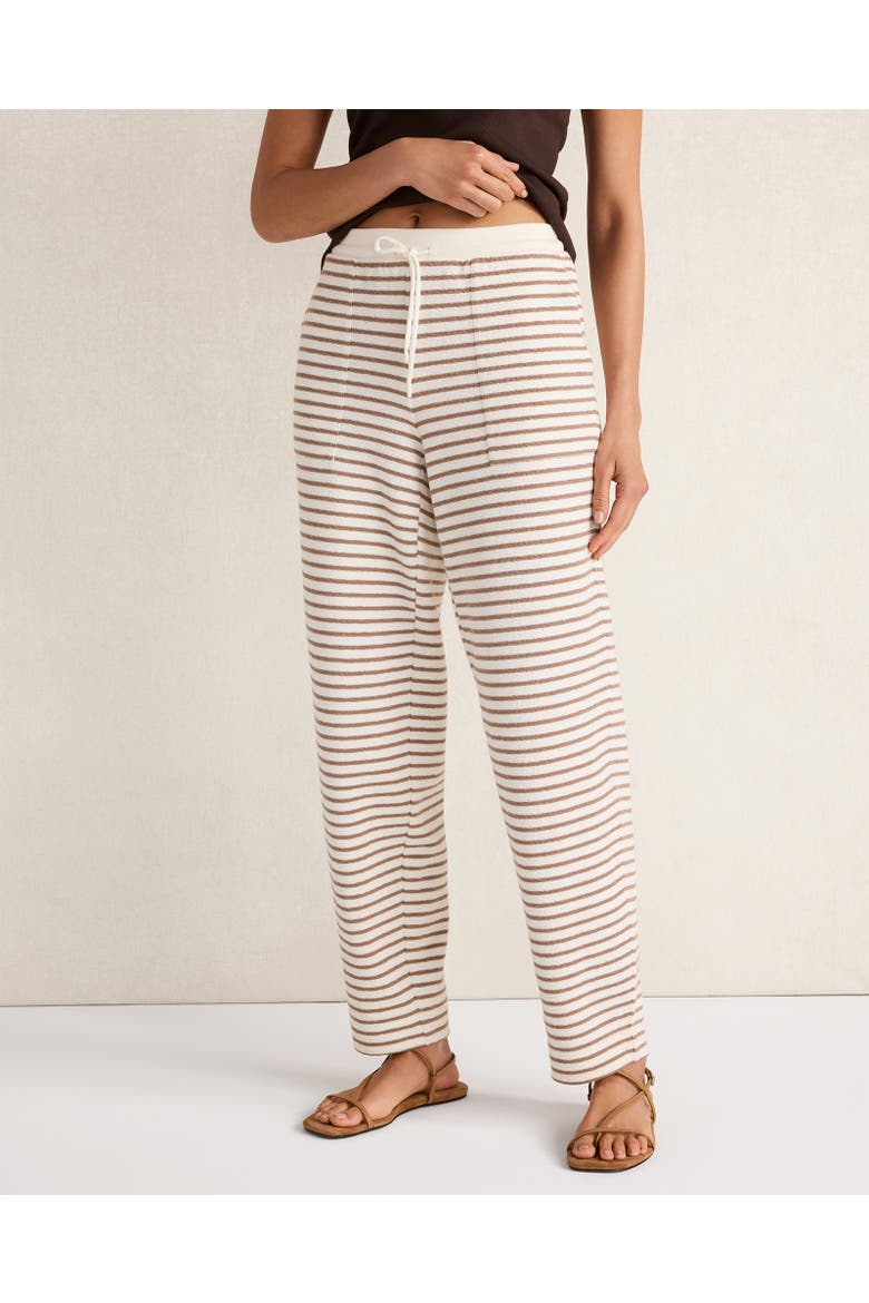 Cotton Blend Textured Barrel Leg Pants, Main, color, Ivory/Sugar Chestnut