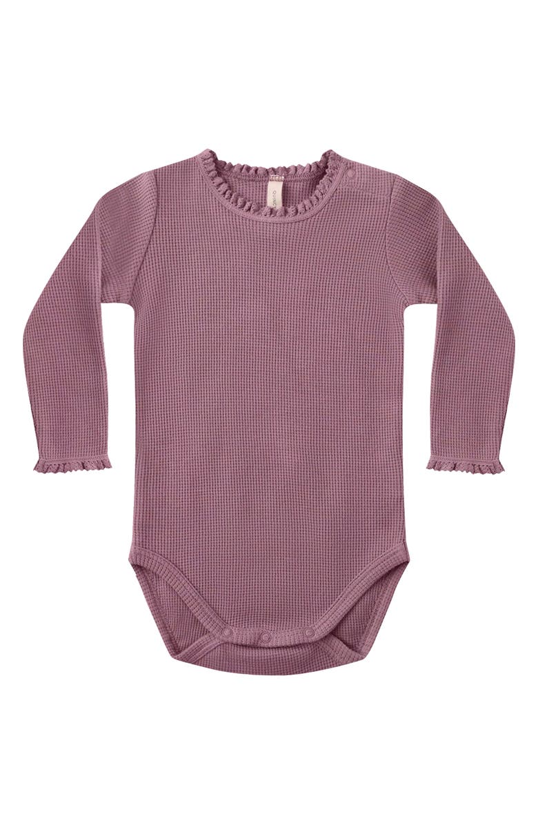 QUINCY MAE Waffle Knit Long Sleeve Bodysuit, Main, color, Mulberry