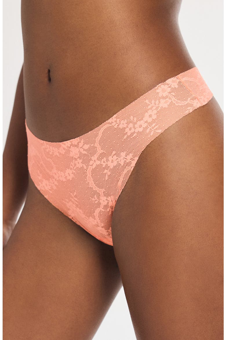No-Show Lace Thong, Alternate, color, DESERT DUSK