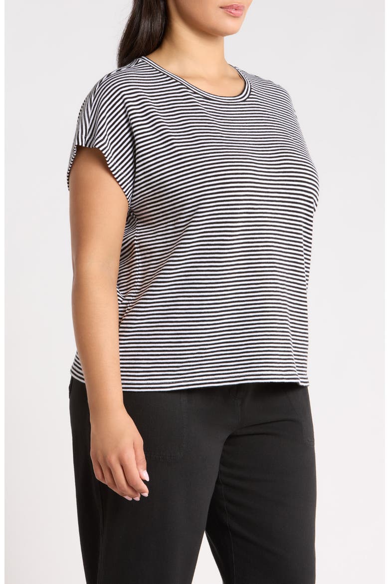 Striped Organic Cotton T-shirt, Alternate, color, BLKWH