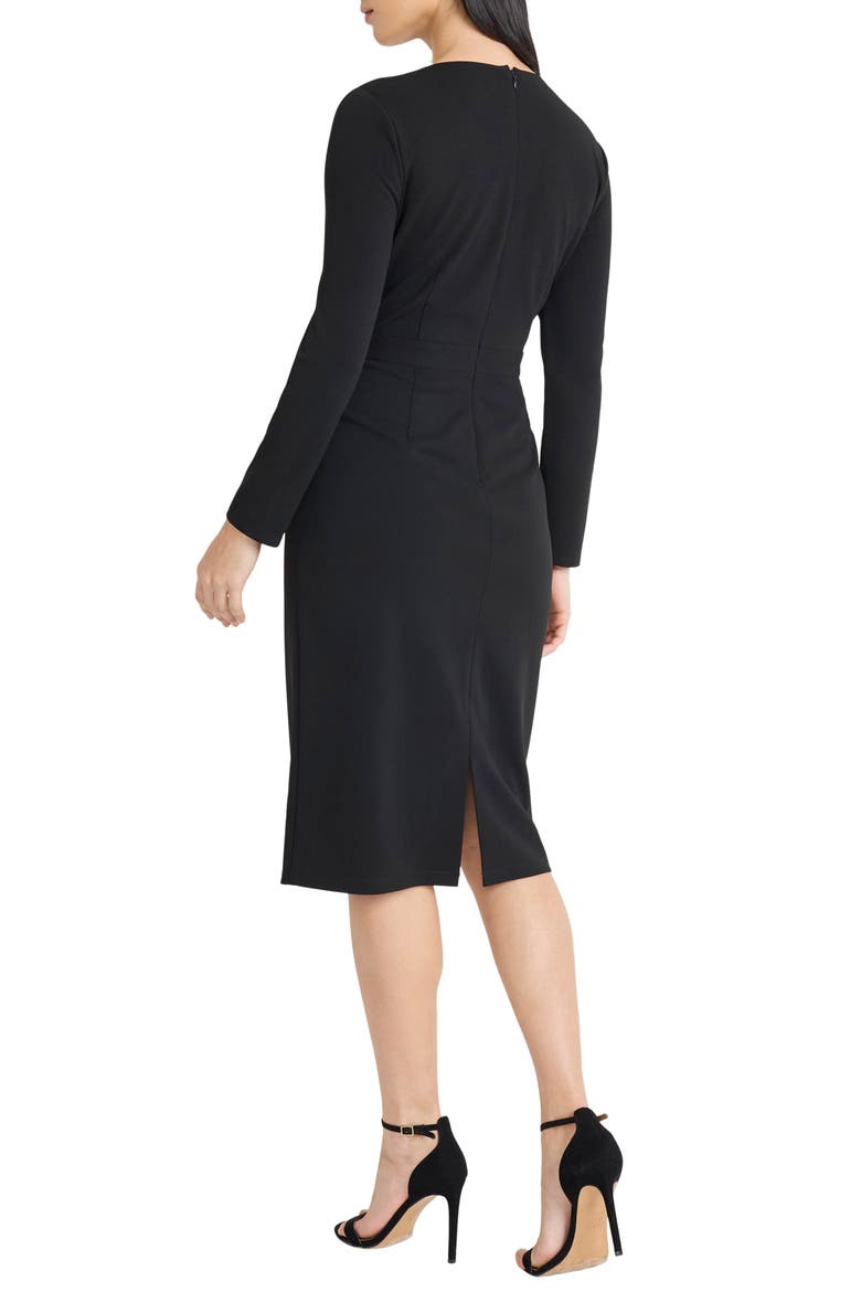 Belted Long Sleeve Sheath Dress, Alternate, color, BLACK
