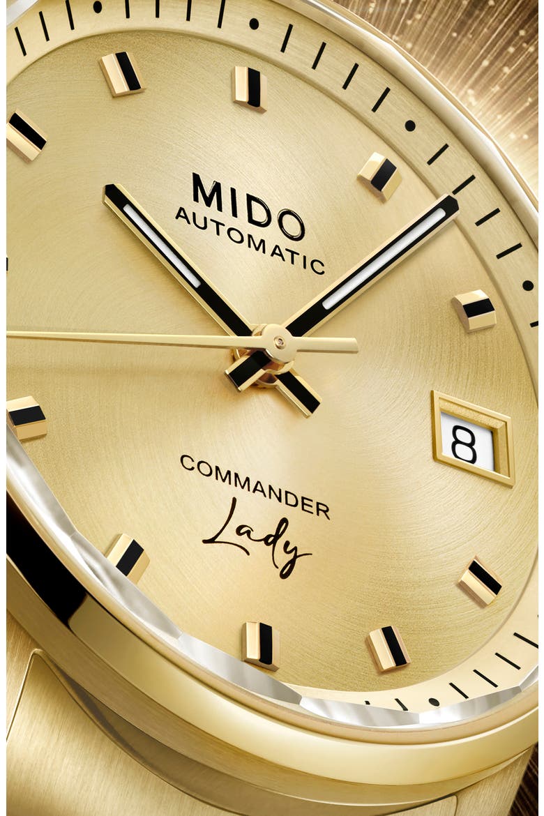 Commander Lady Automatic Bracelet Watch, 35mm, Alternate, color, CHAMPAGNE / GOLDEN