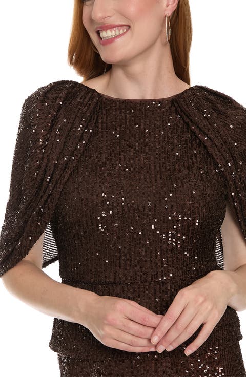 Sequin Drape Sleeve Top