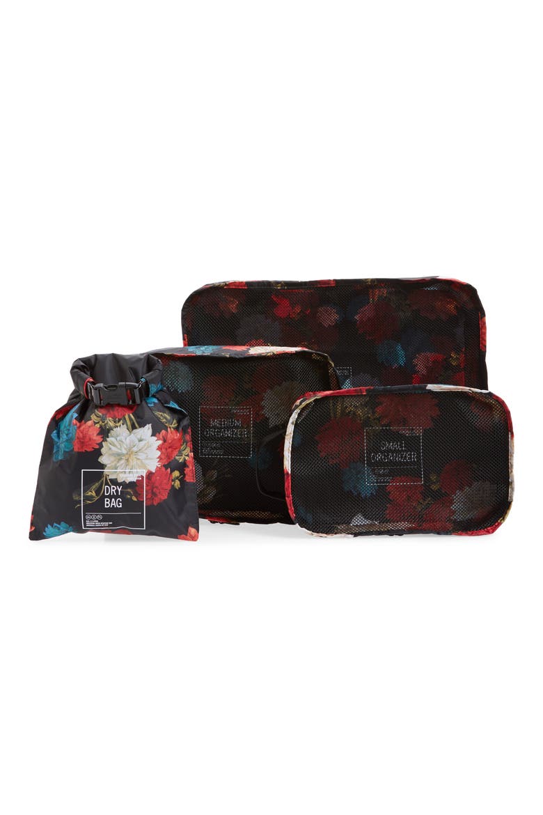 Standard Issue Travel Organizer Set, Main, color, VINTAGE FLORAL BLACK