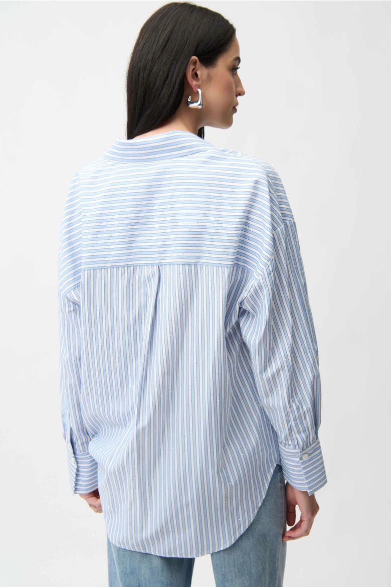Tencel Stripe Print Boxy Blouse, Alternate, color, Blue/Vanilla