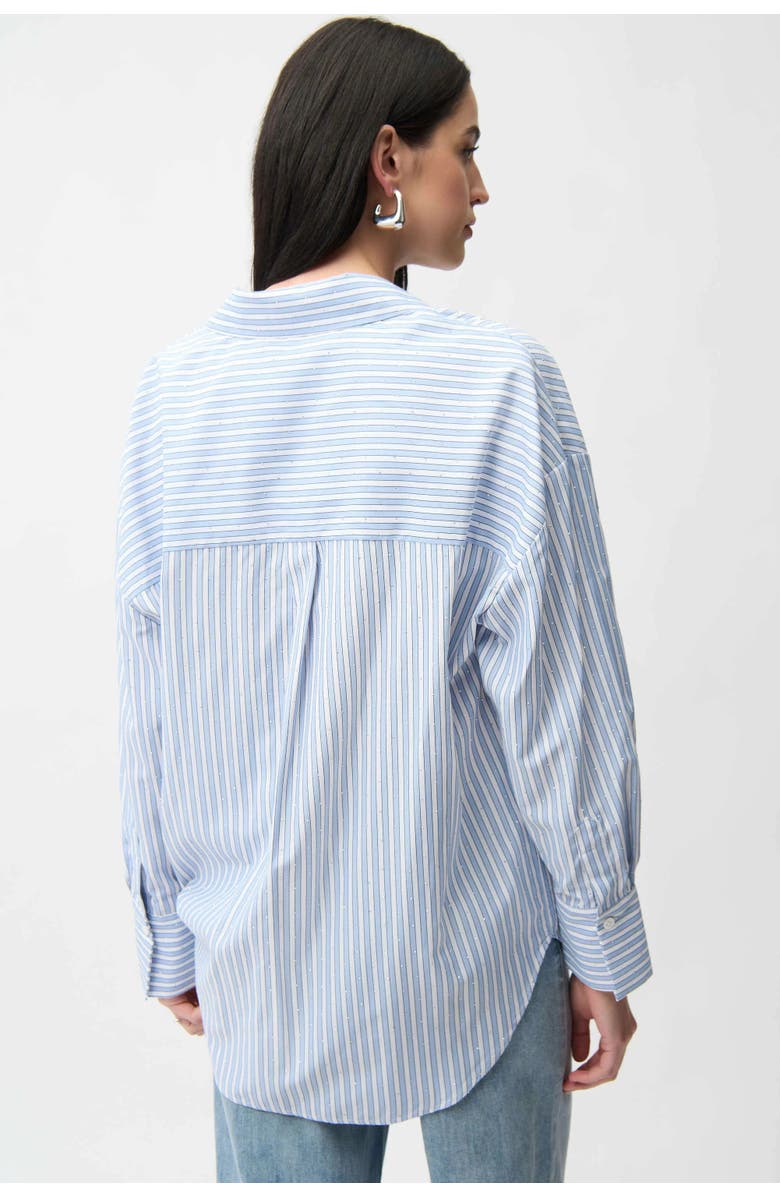 Joseph Ribkoff Tencel Stripe Print Boxy Blouse, Alternate, color, Blue/Vanilla