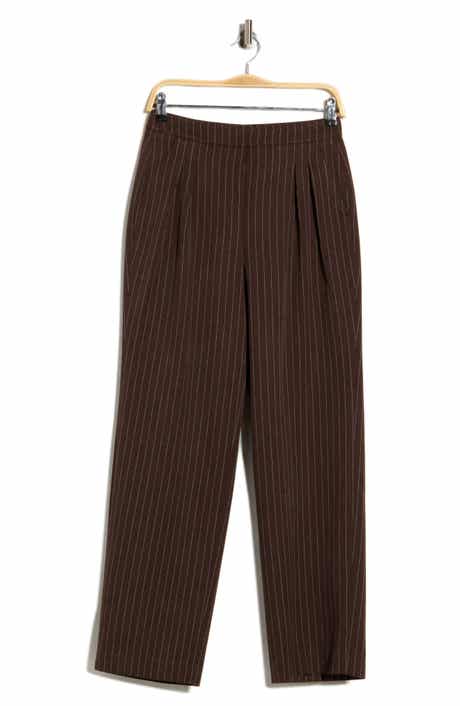 Pinstripe High Waist Pleated Wide Leg Pants
