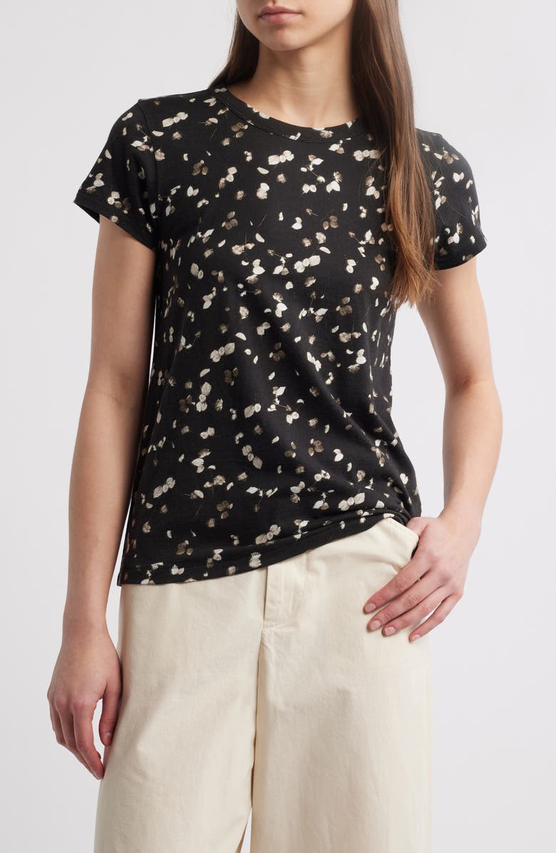 rag & bone Rose Print Cotton T-Shirt, Main, color, Blackmult