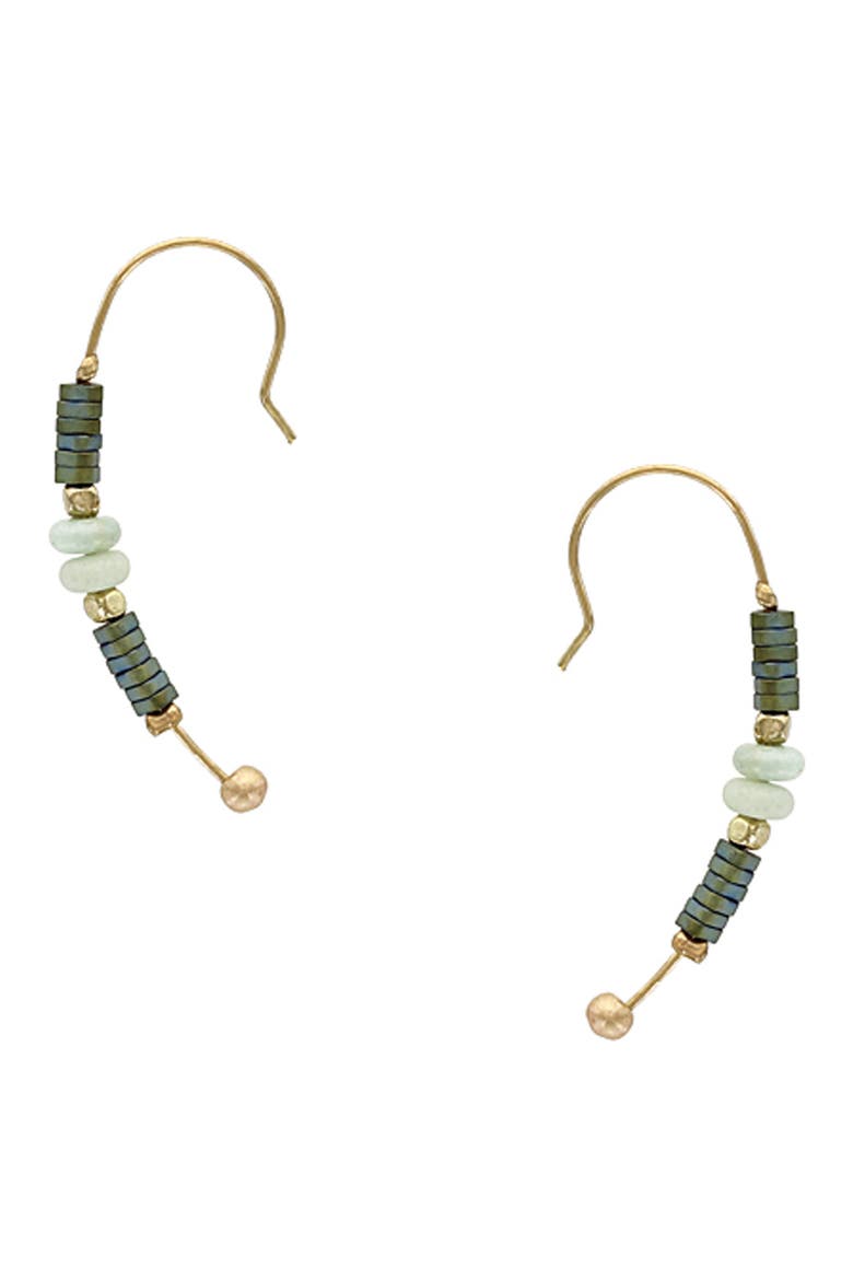 Beaded Drop Earrings, Main, color, gold-green