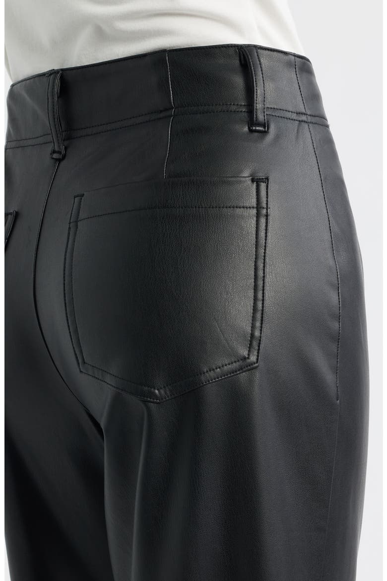 Pintuck Faux Leather Wide Leg Pants, Alternate, color, BLACK