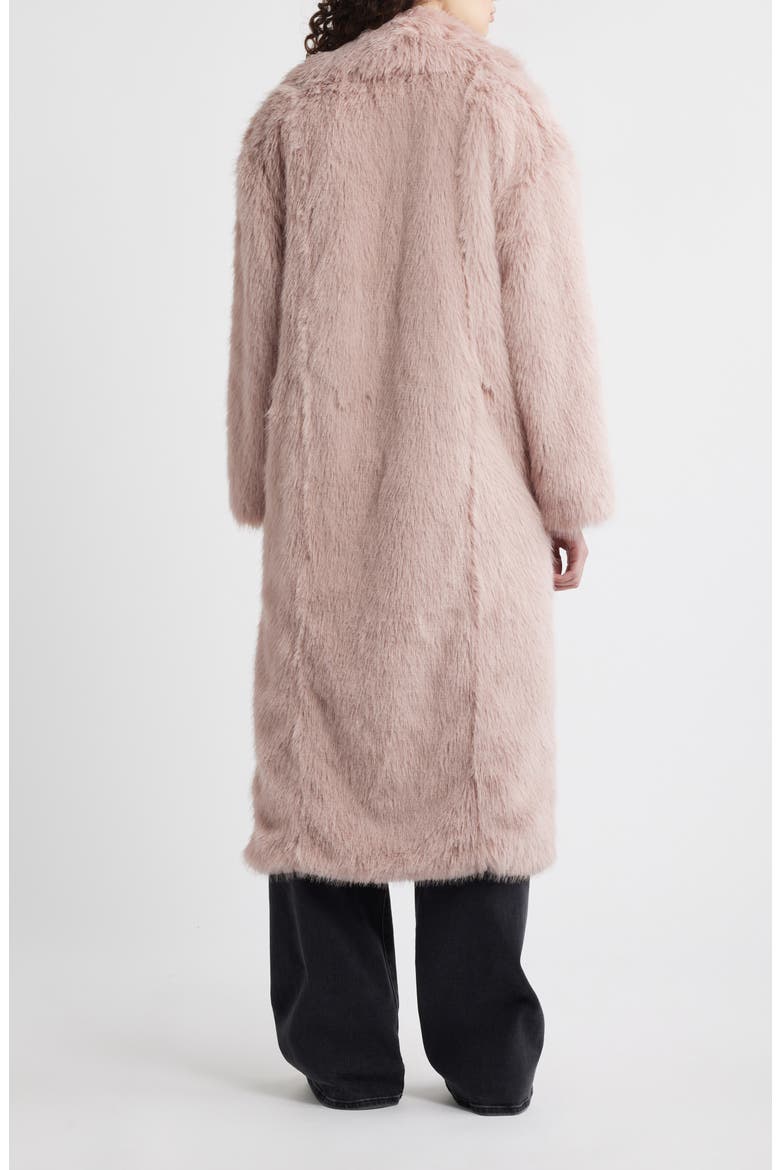 Faux Fur Longline Coat, Alternate, color, PINK