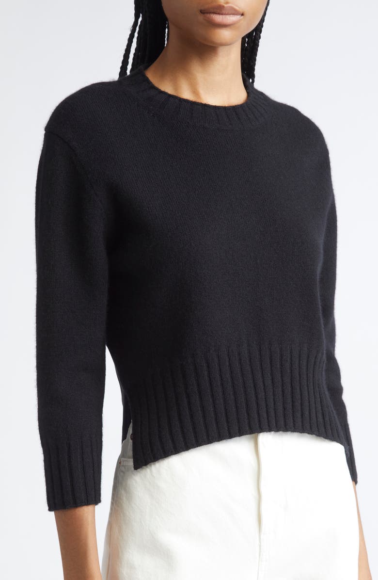LOULOU DE SAISON Mora Three-Quarter Sleeve Cashmere Sweater, Alternate, color, Black