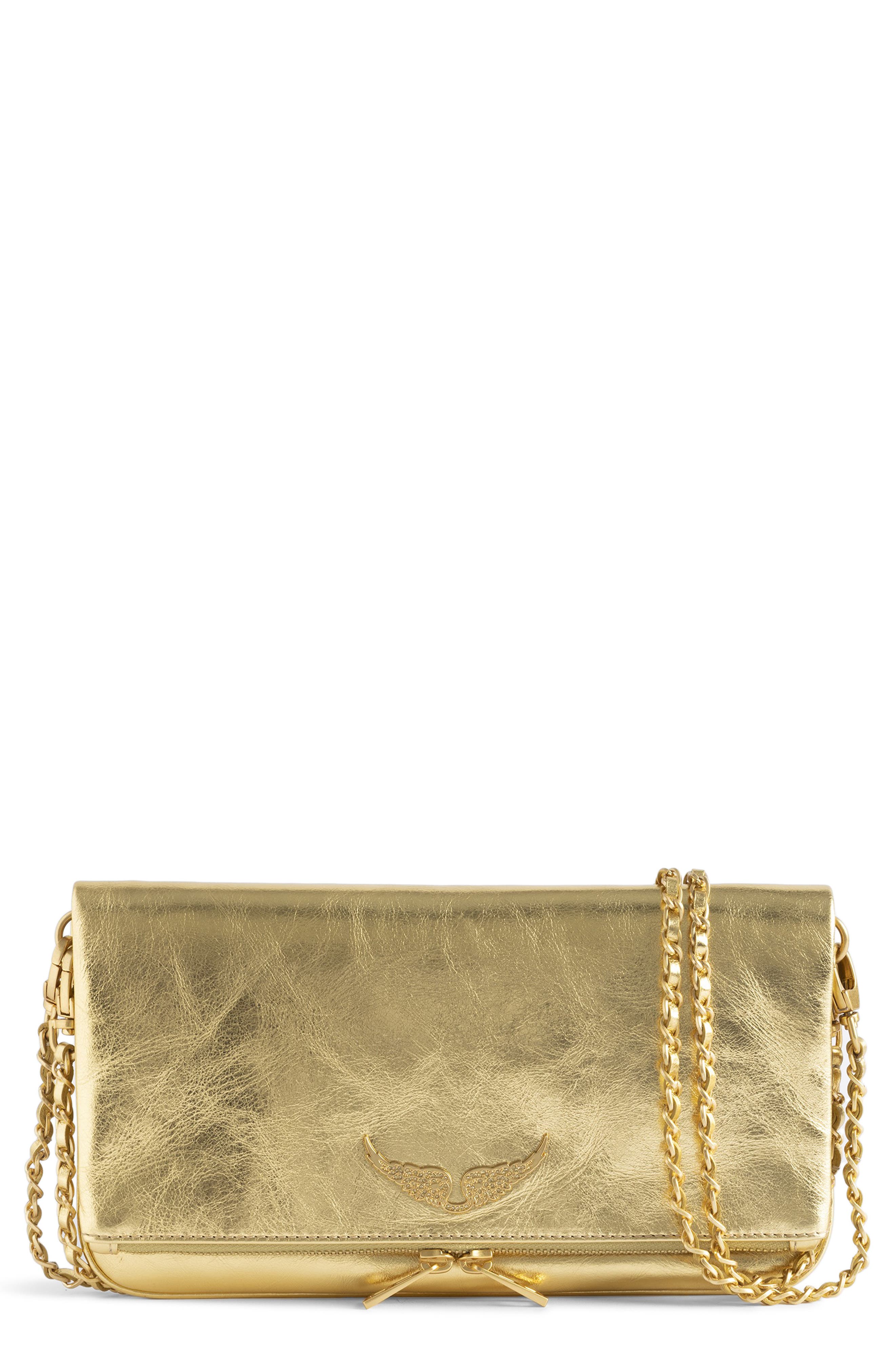 Zadig & Voltaire Rock Vintage Metallic Crossbody Bag, Main, color, 