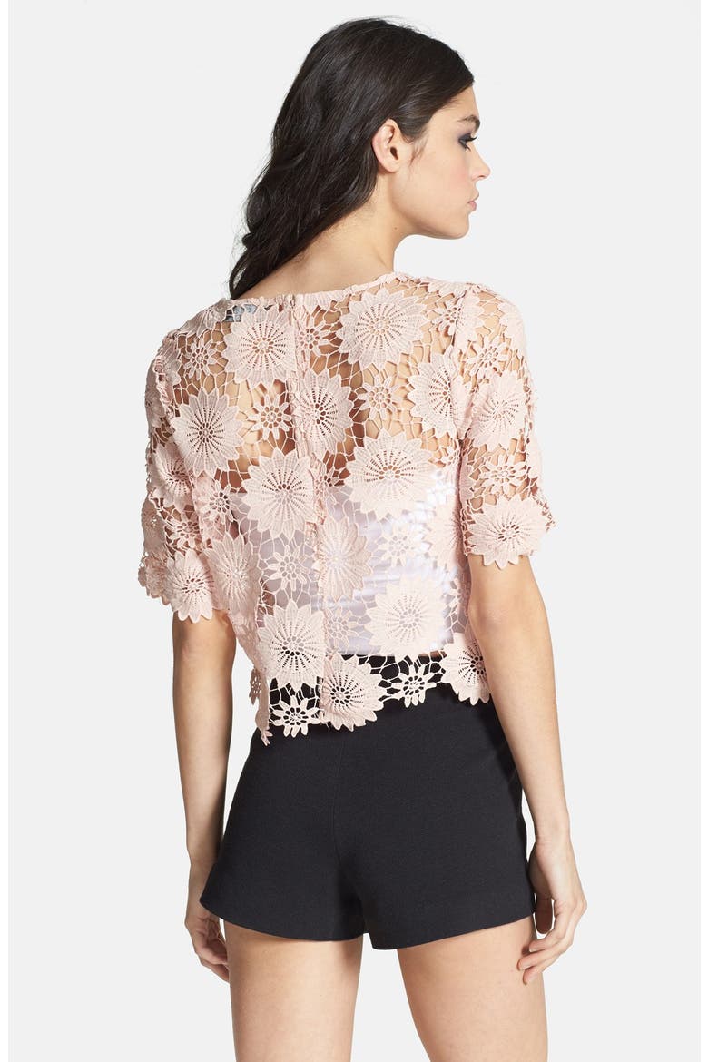ASTR Crocheted Floral Crop Top, Alternate, color, BLUSH