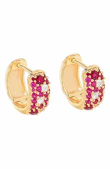 Lab Created Ruby Huggie Hoop Earrings