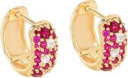 YS GEMS Lab Created Ruby Huggie Hoop Earrings