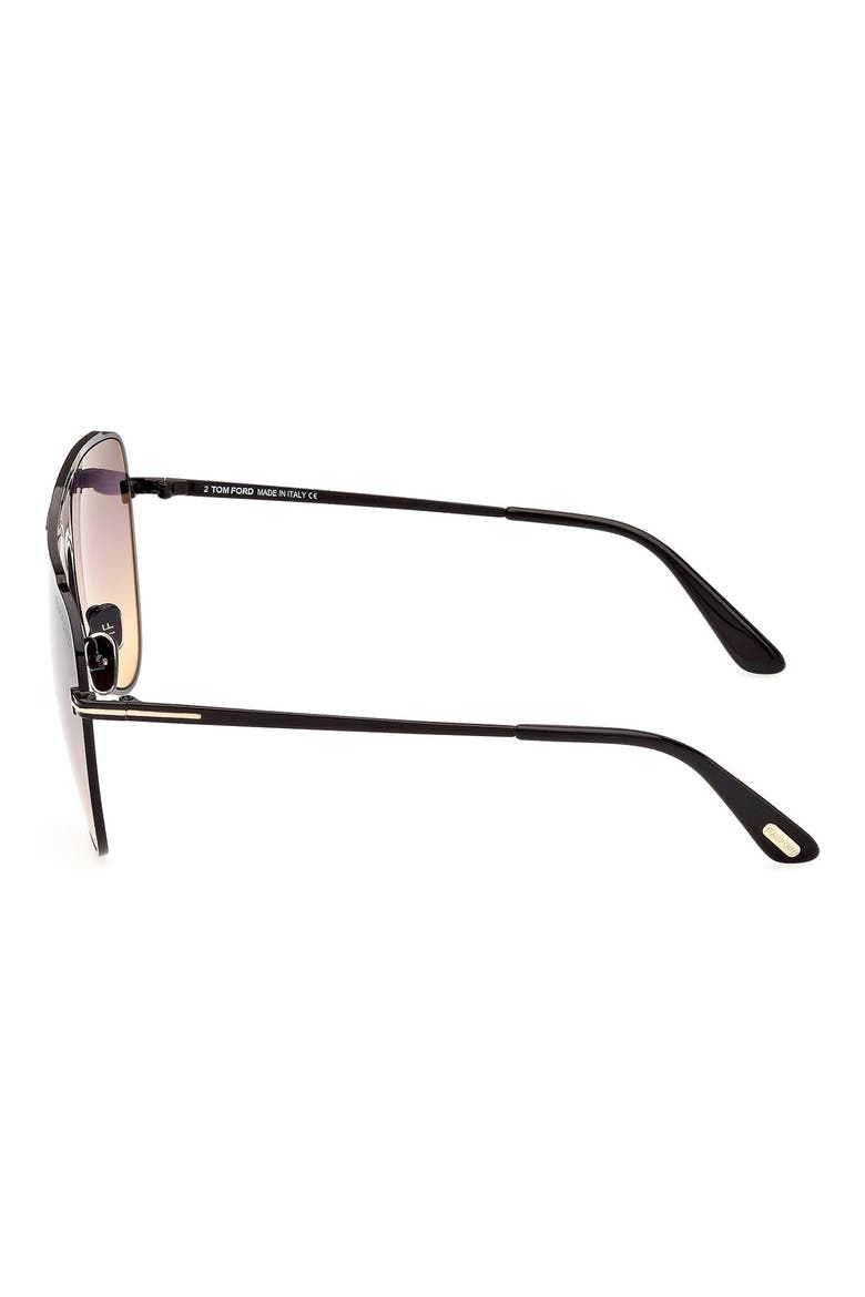 Ethan 60mm Gradient Pilot Sunglasses, Alternate, color, SHINY BLACK / GRADIENT SMOKE