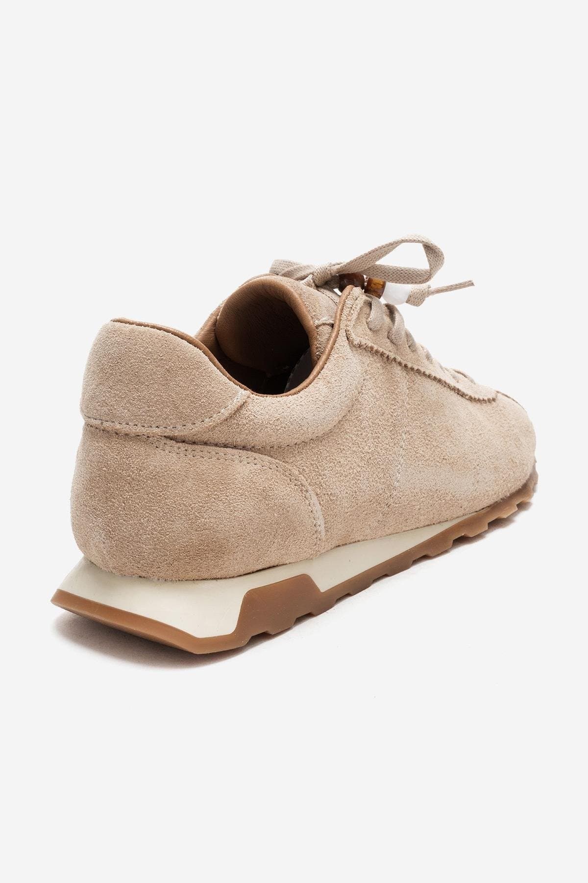 Brea Leather Embellished Sneaker, Alternate, color, Beige Suede