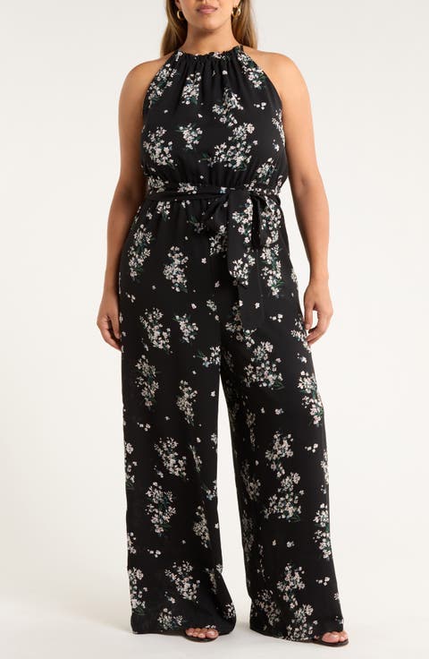Magnol Floral Print Sleeveless Jumpsuit (Plus)